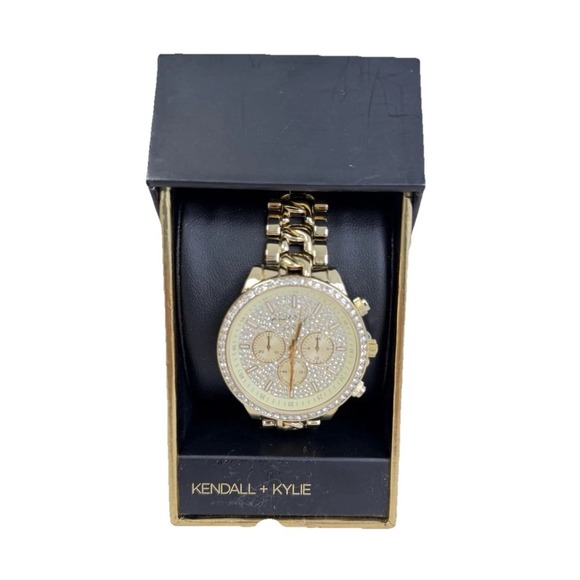 Kendall + Kylie Accessories - Kendall + Kylie Gold-Tone Analog Watch Crystal Bezel Women's Dress Watch NIB